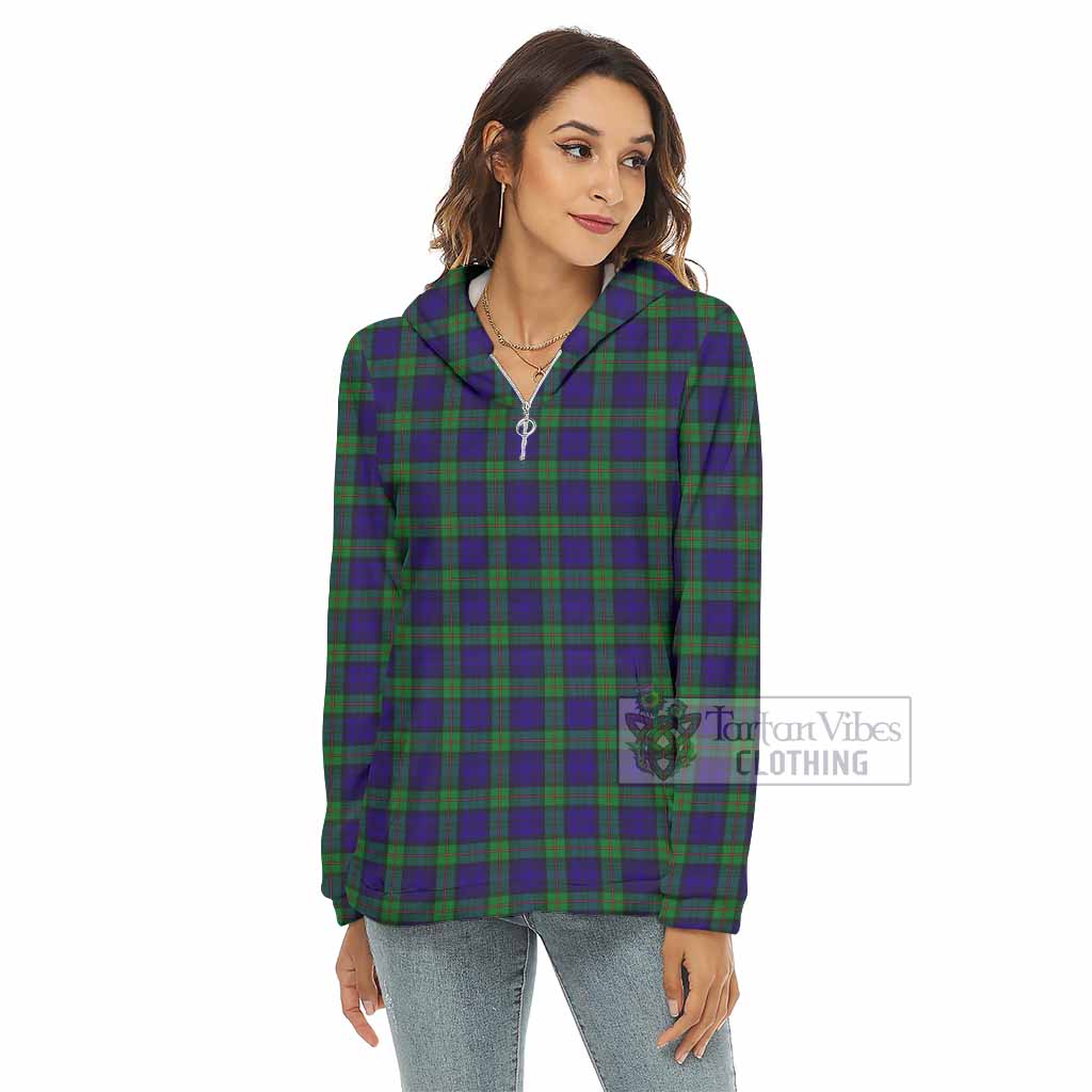 Tartan Vibes Clothing MacKinlay (McKinlay) Tartan Women's Borg  Half Zip Fleece Hoodie