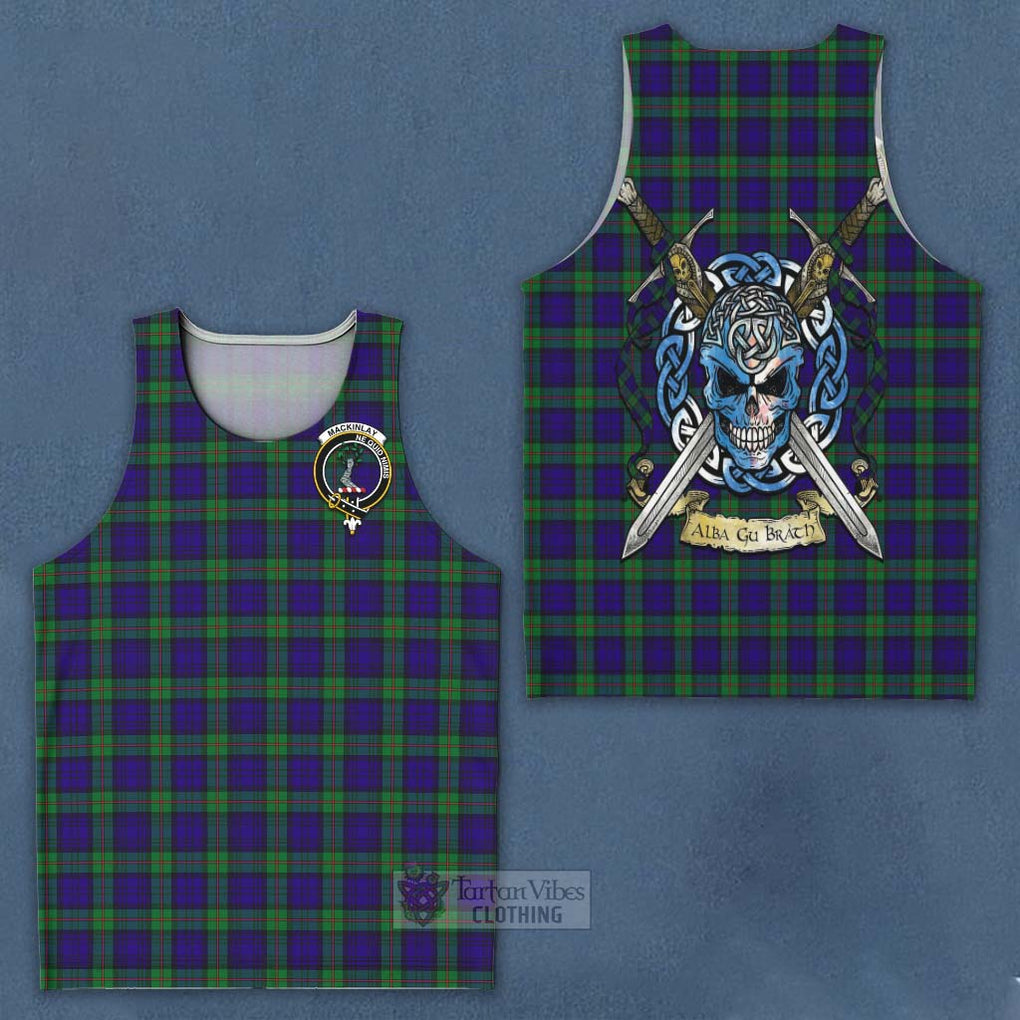 Tartan Vibes Clothing MacKinlay (McKinlay) Tartan Men's Tank Top with Family Crest Celtic Skull Style