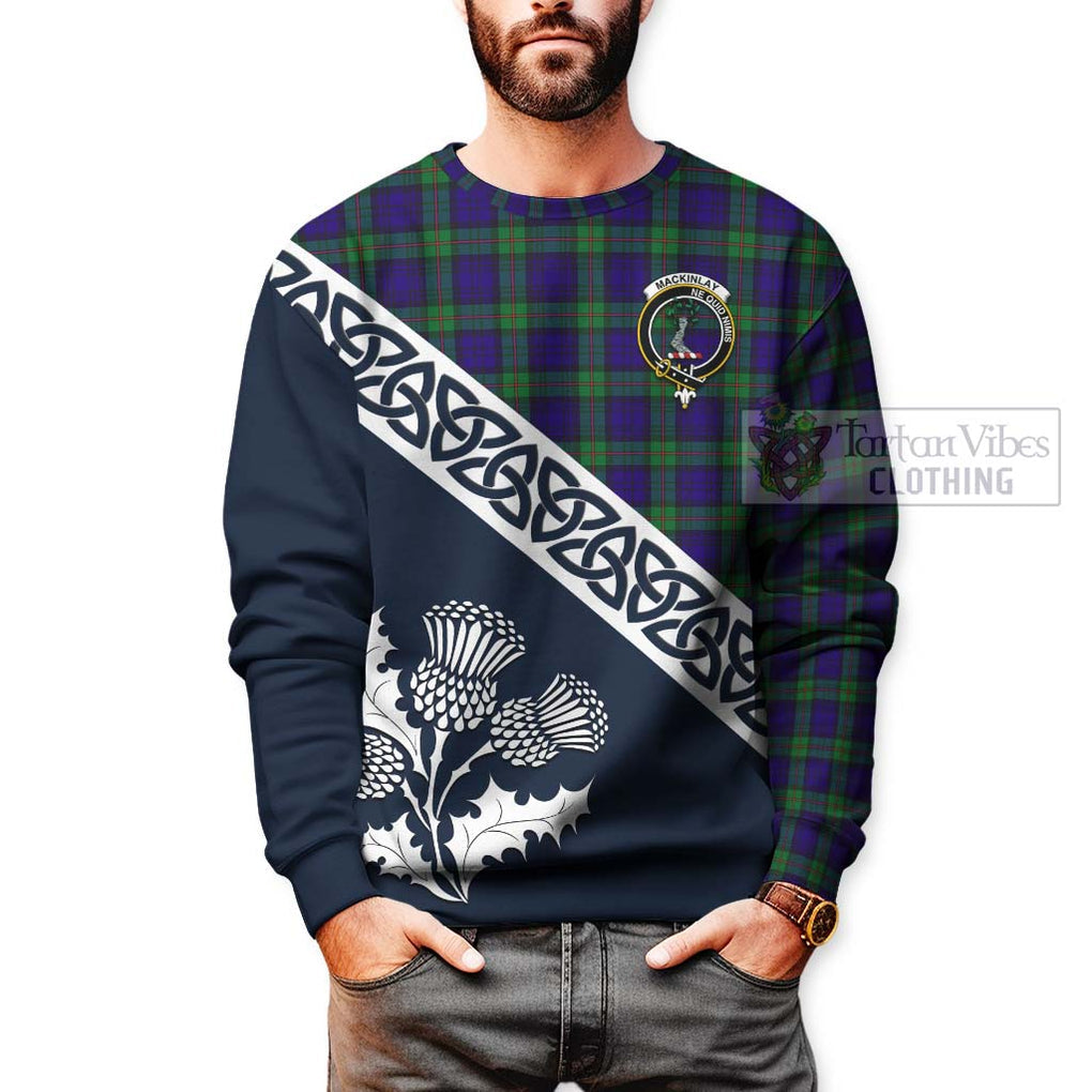 Tartan Vibes Clothing MacKinlay (McKinlay) Tartan Sweatshirt Featuring Thistle and Scotland Map