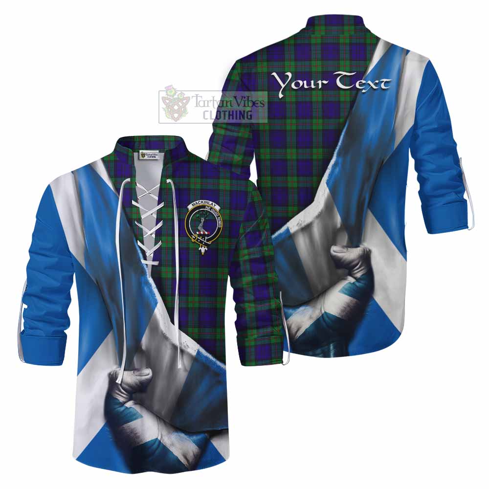 Tartan Vibes Clothing MacKinlay (McKinlay) Tartan Ghillie Kilt Shirt with Family Crest Scotland Patriotic Style