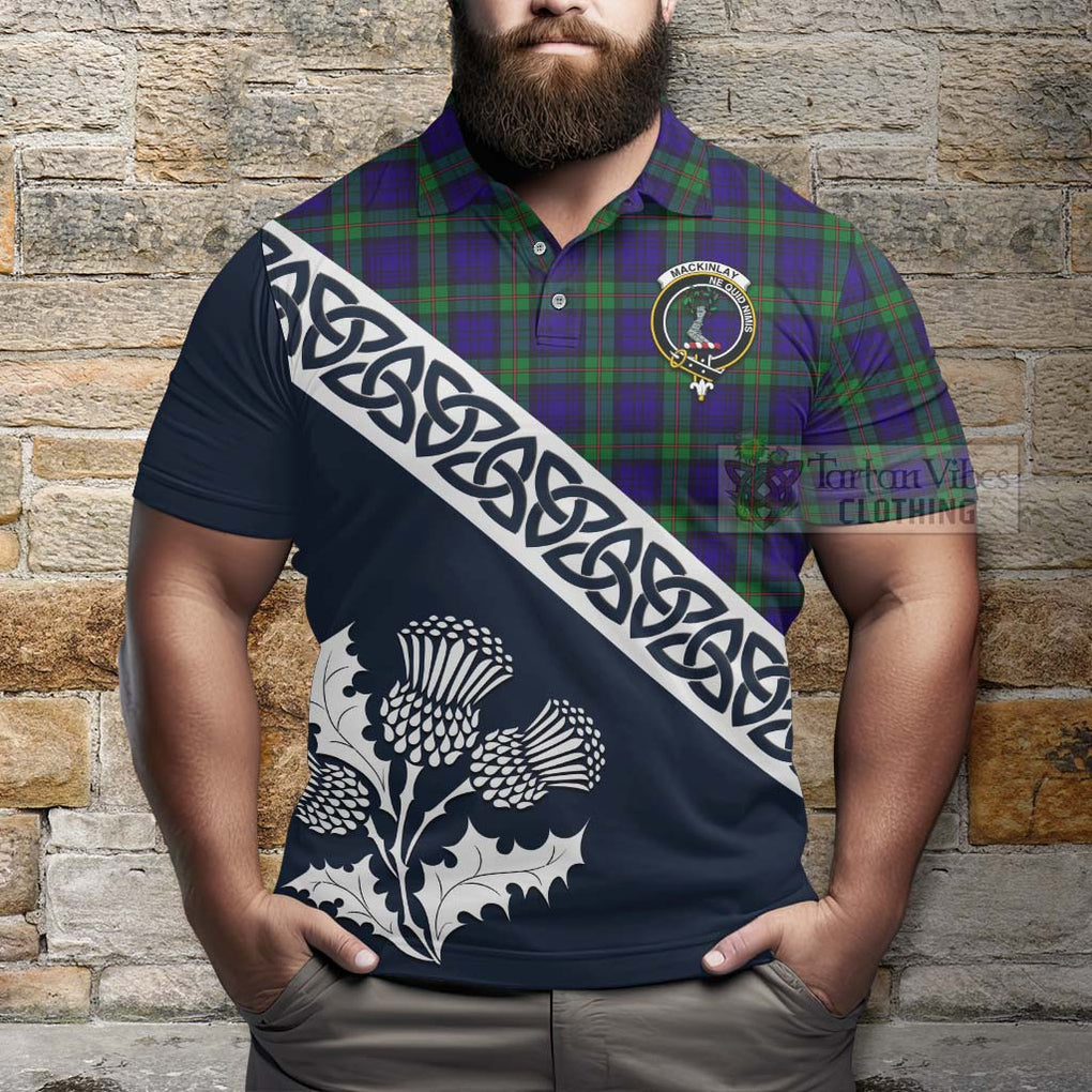 MacKinlay (McKinlay) Tartan Polo Shirt Featuring Thistle and Scotland Map