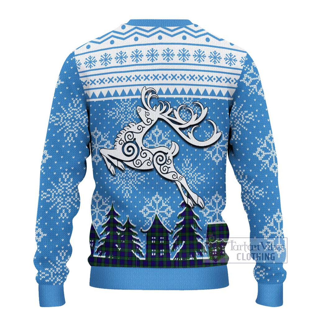 Tartan Vibes Clothing MacKinlay (McKinlay) Clan Christmas Ugly Sweater with Tartan and Celtic Raindeer Style