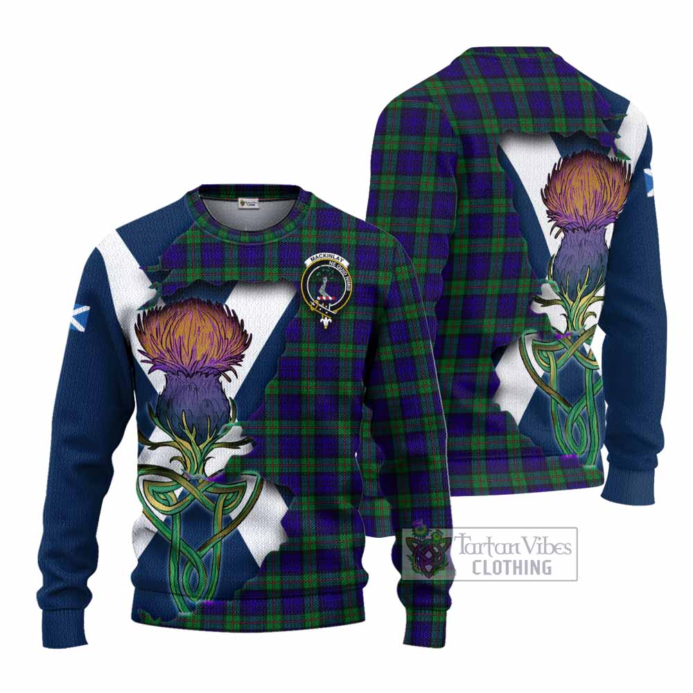 Tartan Vibes Clothing MacKinlay (McKinlay) Tartan Family Crest Knitted Sweater Scottish Thistle Celtic Inspired
