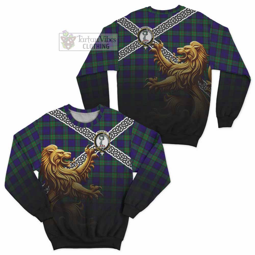 Tartan Vibes Clothing MacKinlay (McKinlay) Crest Tartan Sweatshirt with Golden Lion Emblem Celtic Style