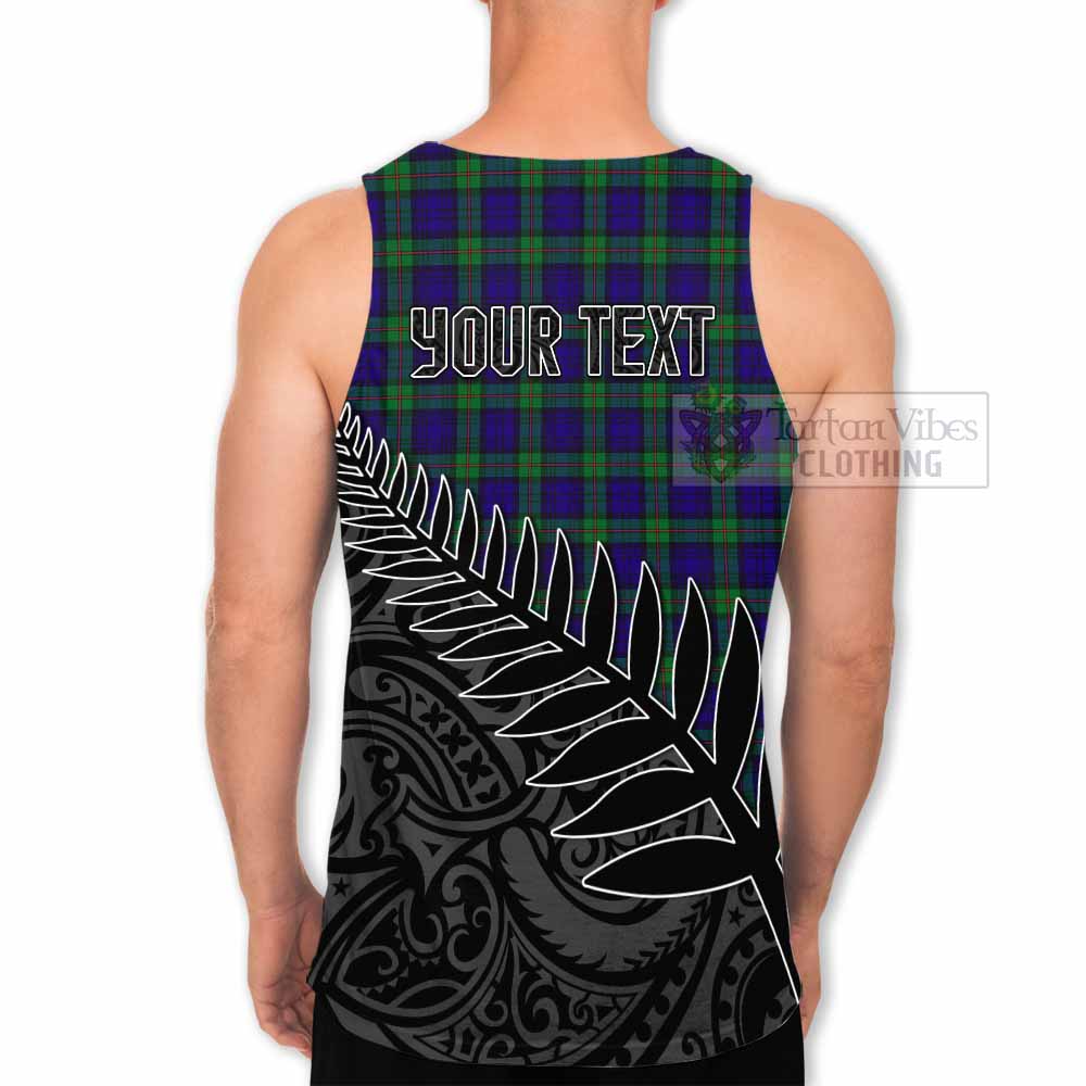 Tartan Vibes Clothing MacKinlay (McKinlay) Crest Tartan Men's Tank Top with New Zealand Silver Fern Half Style