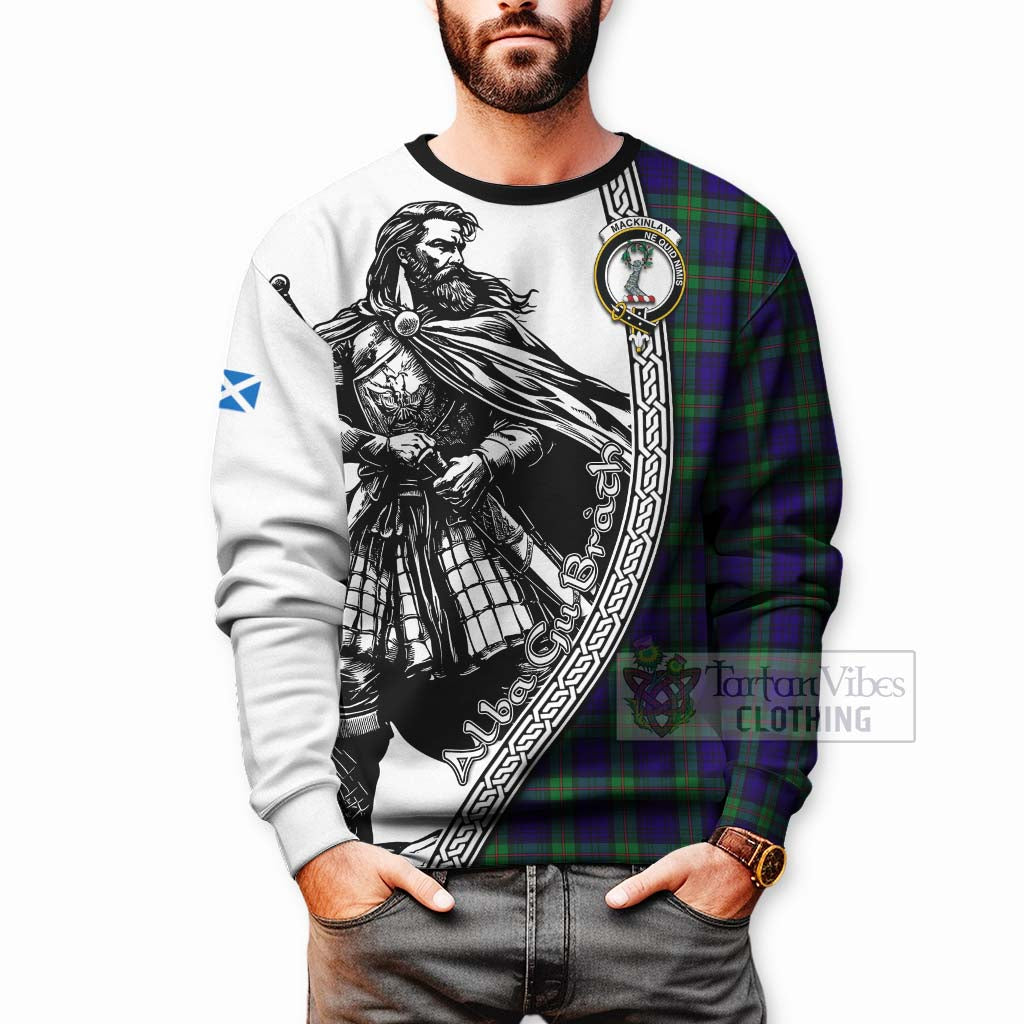Tartan Vibes Clothing MacKinlay (McKinlay) Tartan Clan Crest Sweatshirt with Highlander Warrior Celtic Style