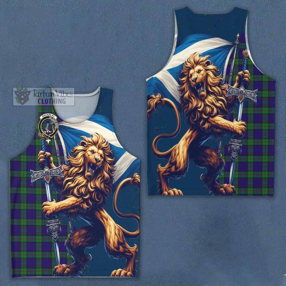 Tartan Vibes Clothing MacKinlay (McKinlay) Tartan Family Crest Men's Tank Top with Scottish Majestic Lion