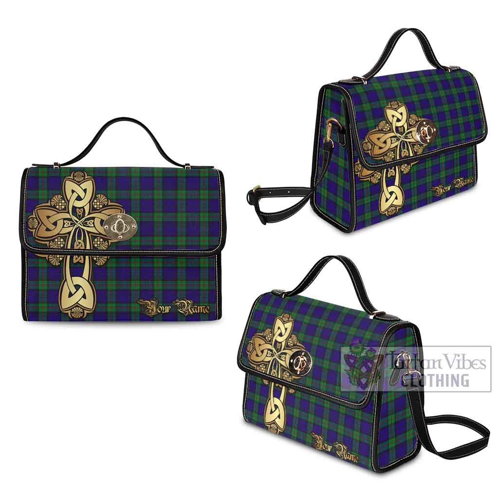 Tartan Vibes Clothing MacKinlay (McKinlay) Tartan Waterproof Canvas Bag Golden Thistle Celtic Cross Style