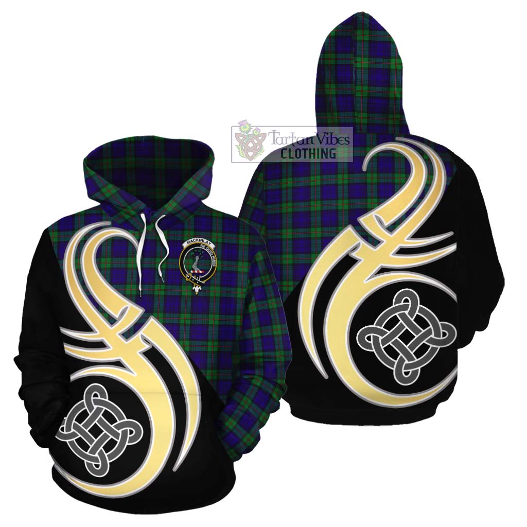 Tartan Vibes Clothing MacKinlay (McKinlay) Tartan Cotton Hoodie with Family Crest and Celtic Symbol Style