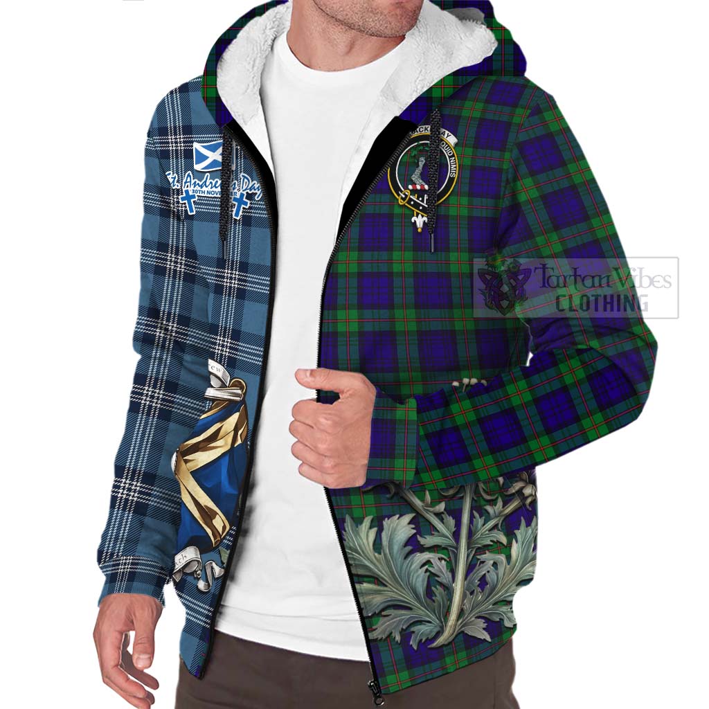 Tartan Vibes Clothing MacKinlay (McKinlay) Tartan Sherpa Hoodie Happy St. Andrew's Day Half Tartan Style