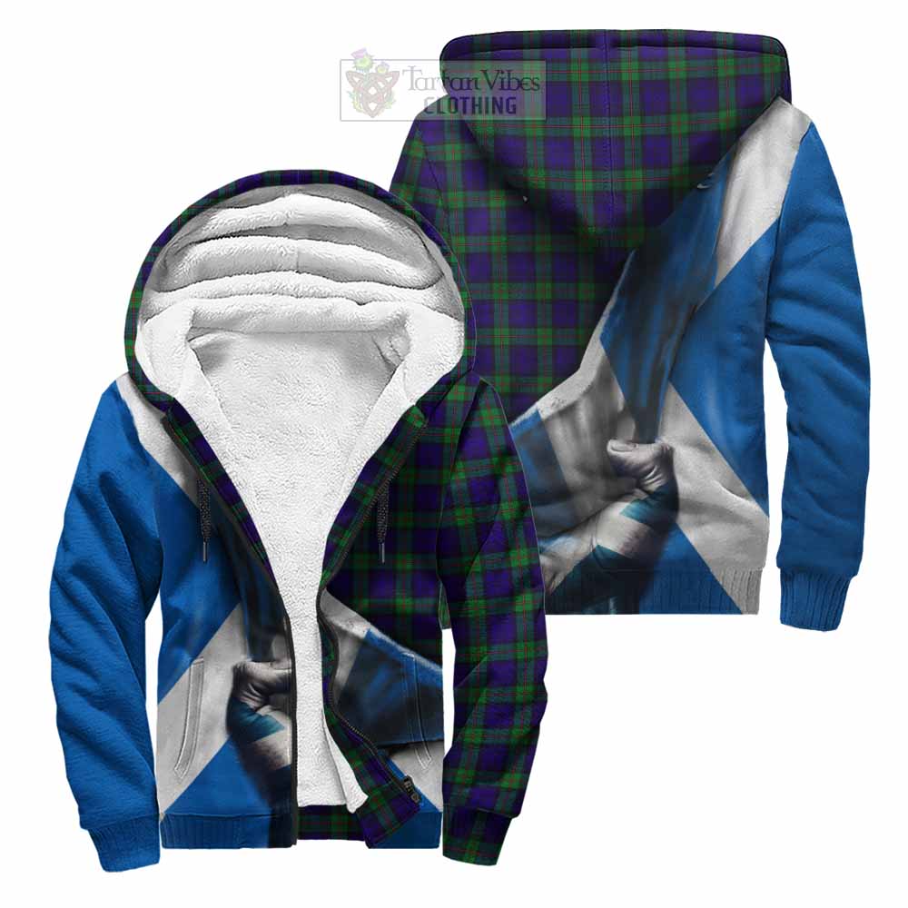 Tartan Vibes Clothing MacKinlay (McKinlay) Tartan Sherpa Hoodie with Family Crest Scotland Patriotic Style