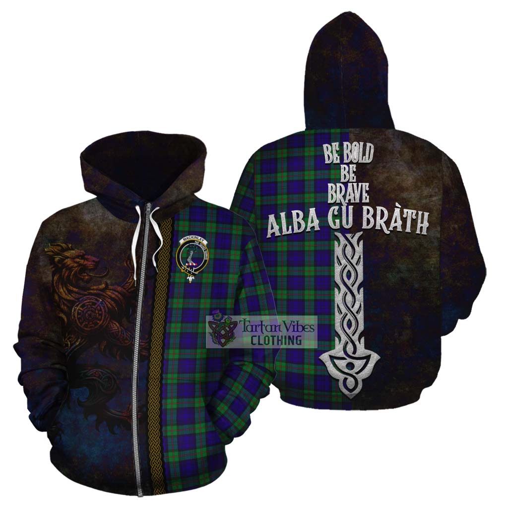 Tartan Vibes Clothing MacKinlay (McKinlay) Tartan Family Crest Cotton Hoodie Alba Gu Brath Be Brave Lion Ancient Style