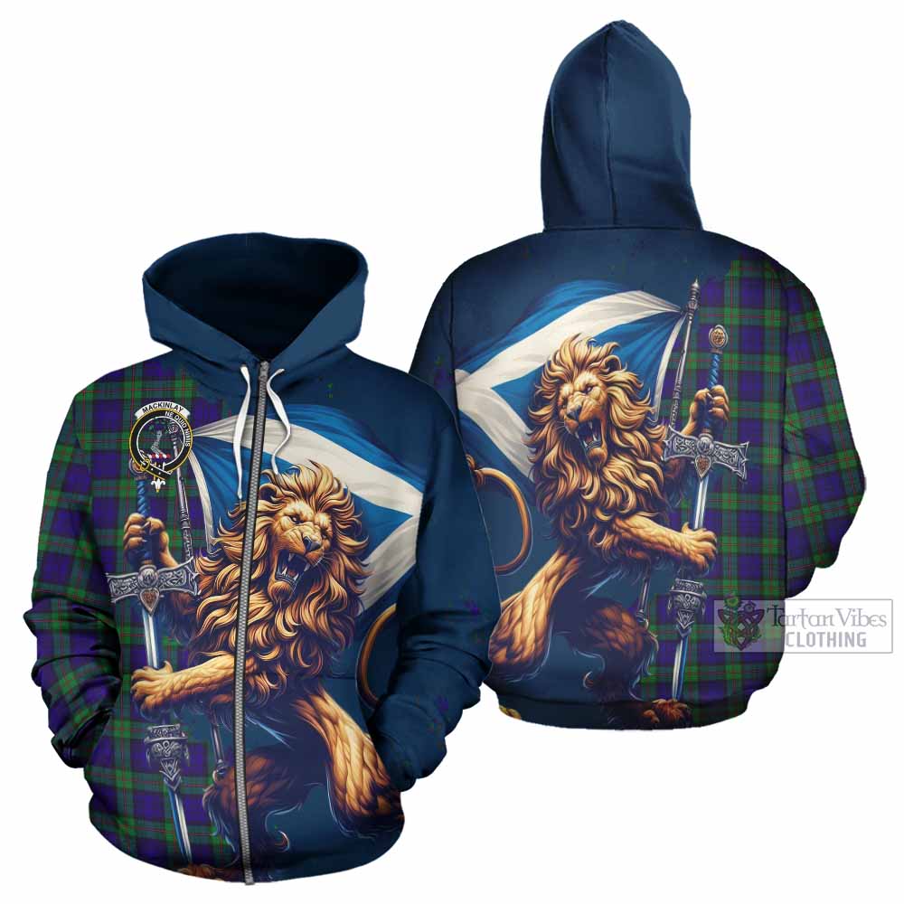 MacKinnon (McKinnon) Tartan Family Crest Hoodie with Scottish Majestic Lion
