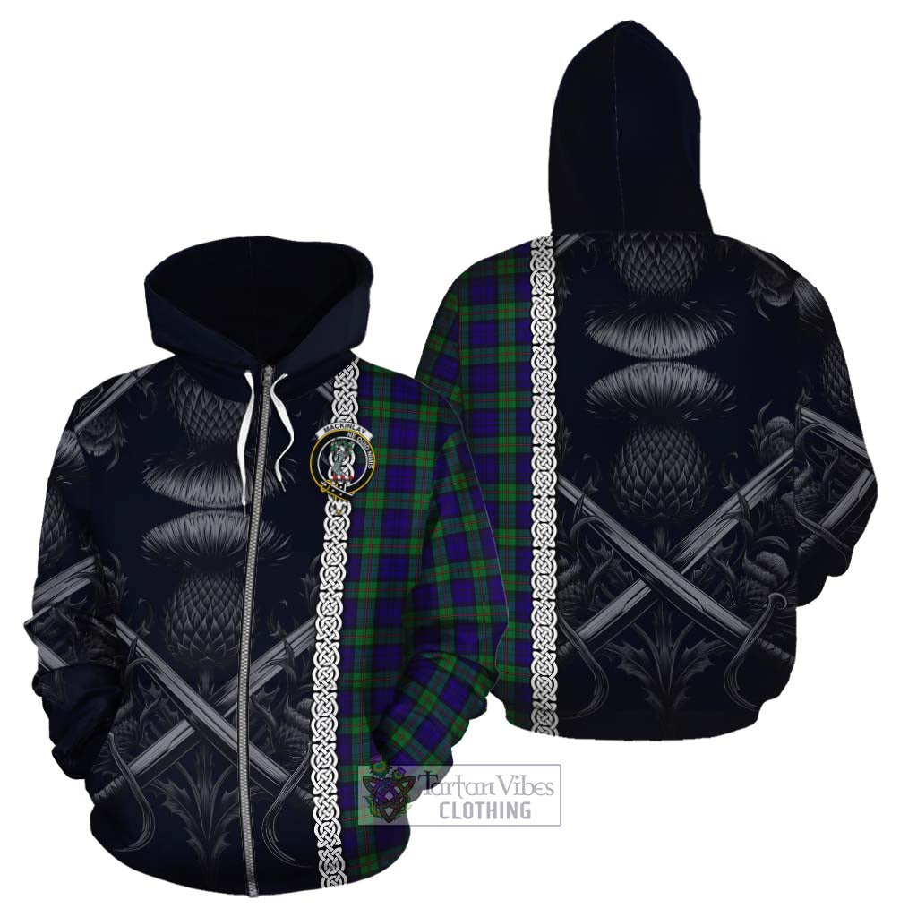 Tartan Vibes Clothing MacKinlay (McKinlay) Tartan Cotton Hoodie with Family Crest Cross Sword Thistle Celtic Vibes