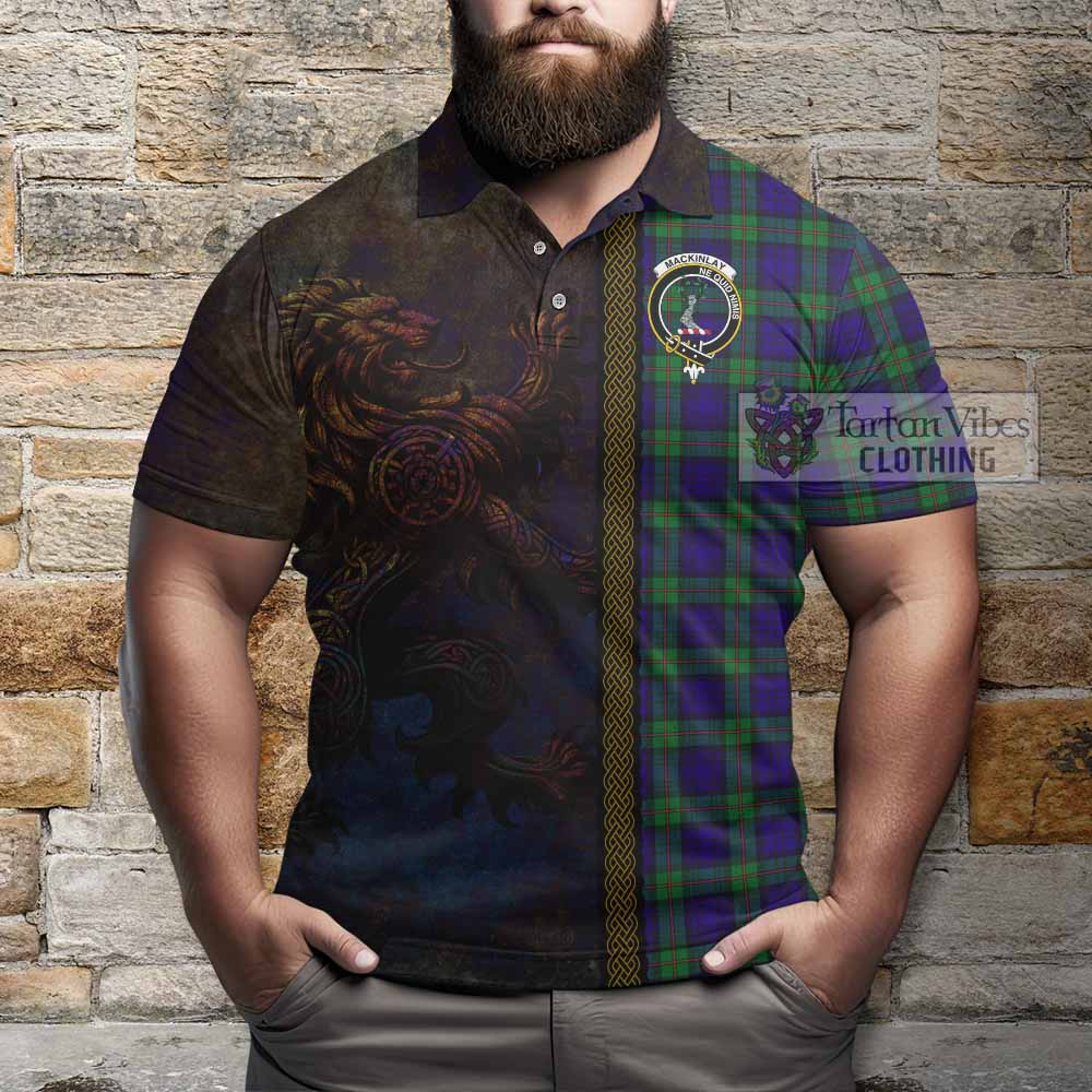 Tartan Vibes Clothing MacKinlay (McKinlay) Tartan Family Crest Polo Shirt Alba Gu Brath Be Brave Lion Ancient Style