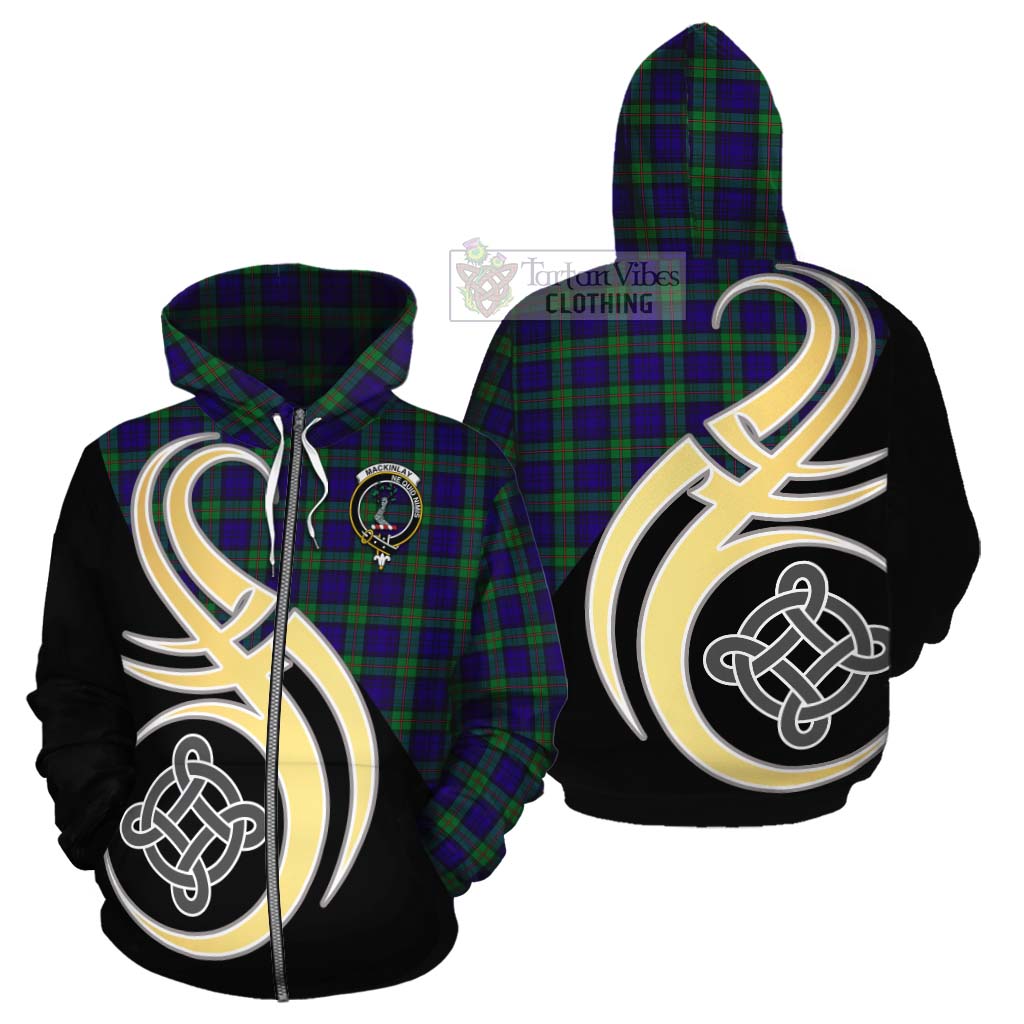 Tartan Vibes Clothing MacKinlay (McKinlay) Tartan Cotton Hoodie with Family Crest and Celtic Symbol Style
