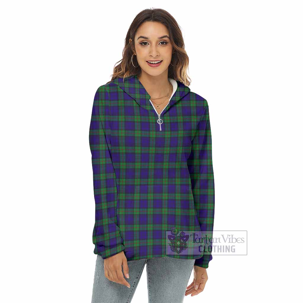 Tartan Vibes Clothing MacKinlay (McKinlay) Tartan Women's Borg  Half Zip Fleece Hoodie