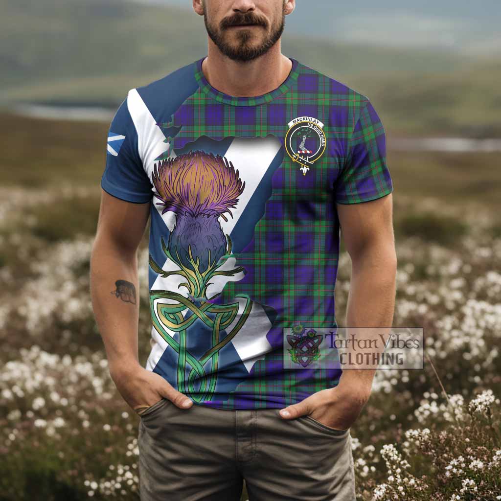 Tartan Vibes Clothing MacKinlay (McKinlay) Tartan Family Crest T-Shirt Scottish Thistle Celtic Inspired