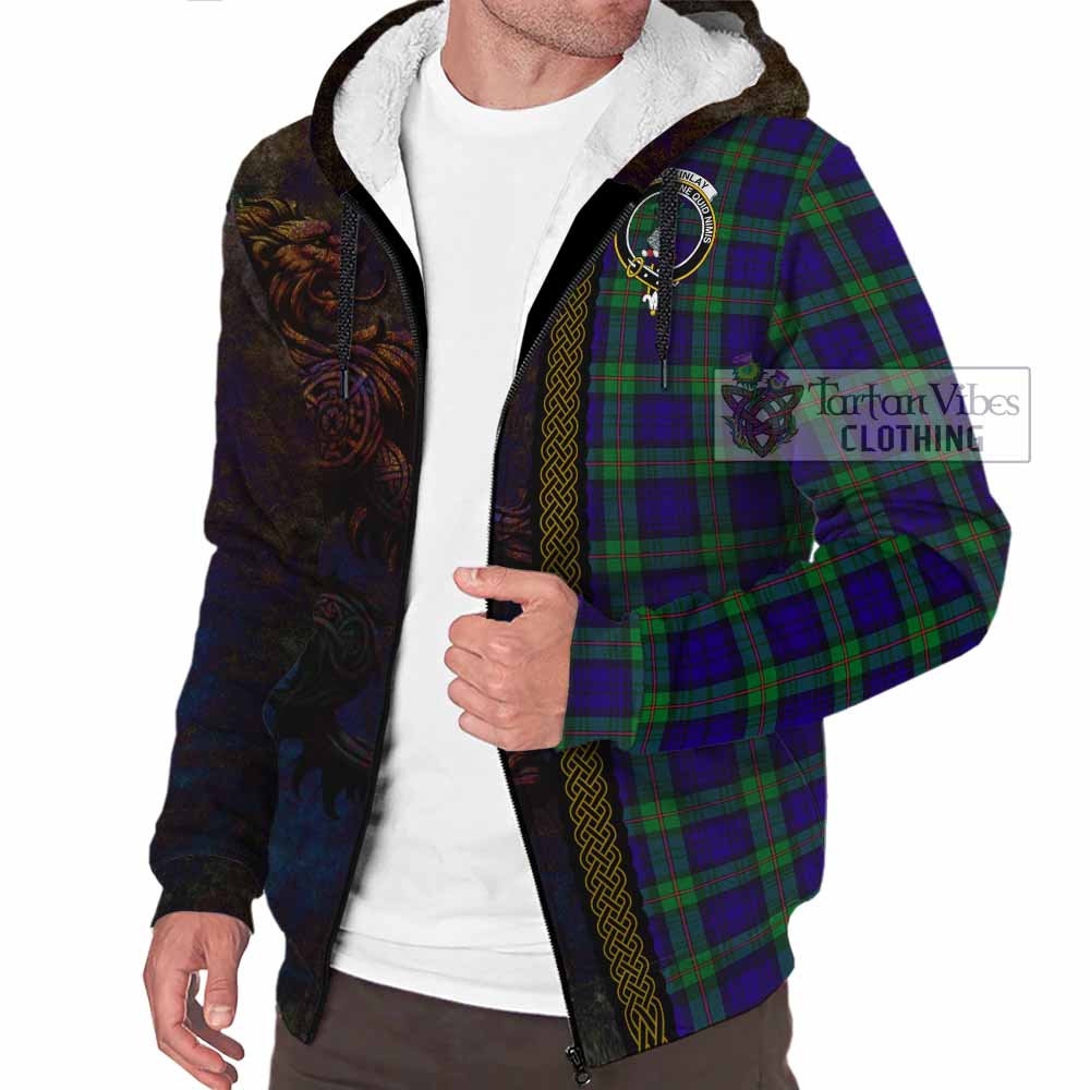 Tartan Vibes Clothing MacKinlay (McKinlay) Tartan Family Crest Sherpa Hoodie Alba Gu Brath Be Brave Lion Ancient Style