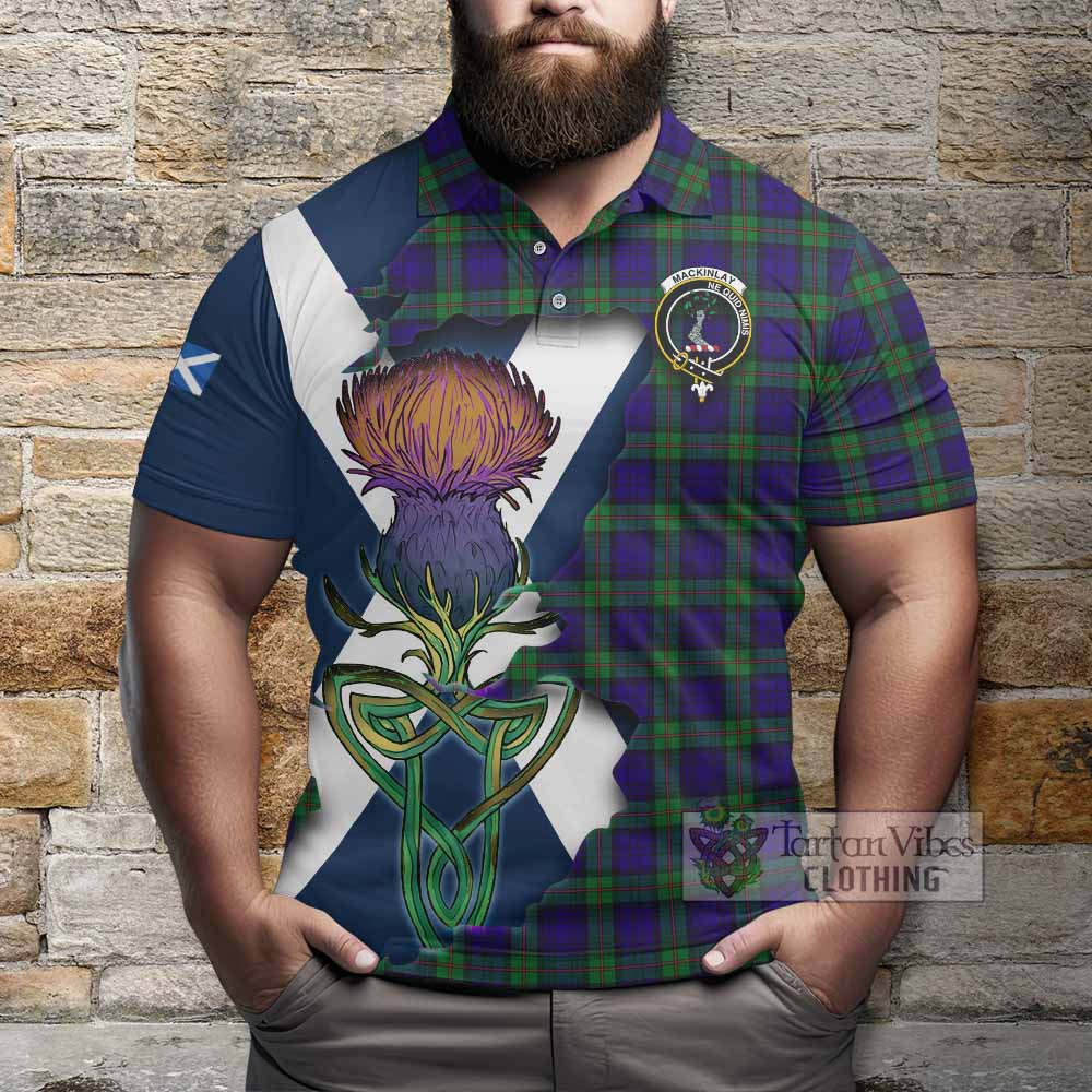 Tartan Vibes Clothing MacKinlay (McKinlay) Tartan Family Crest Polo Shirt Scottish Thistle Celtic Inspired