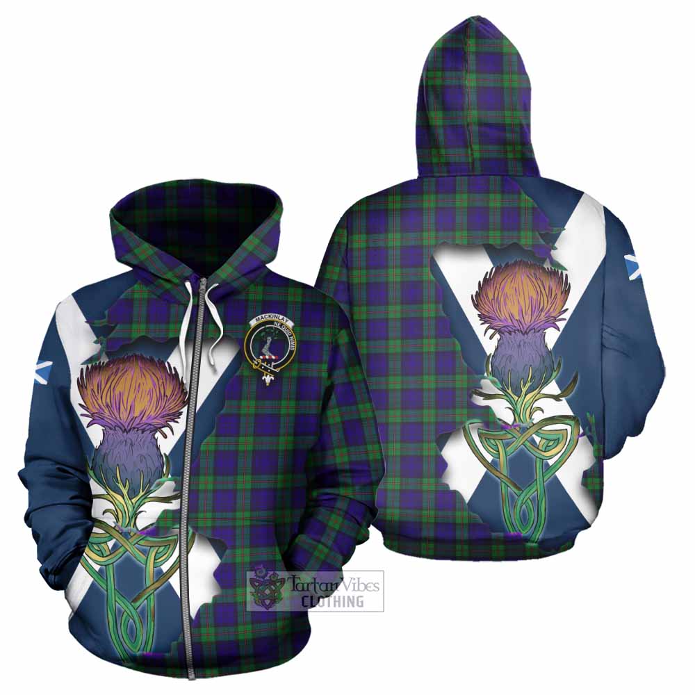 Tartan Vibes Clothing MacKinlay (McKinlay) Tartan Family Crest Hoodie Scottish Thistle Celtic Inspired