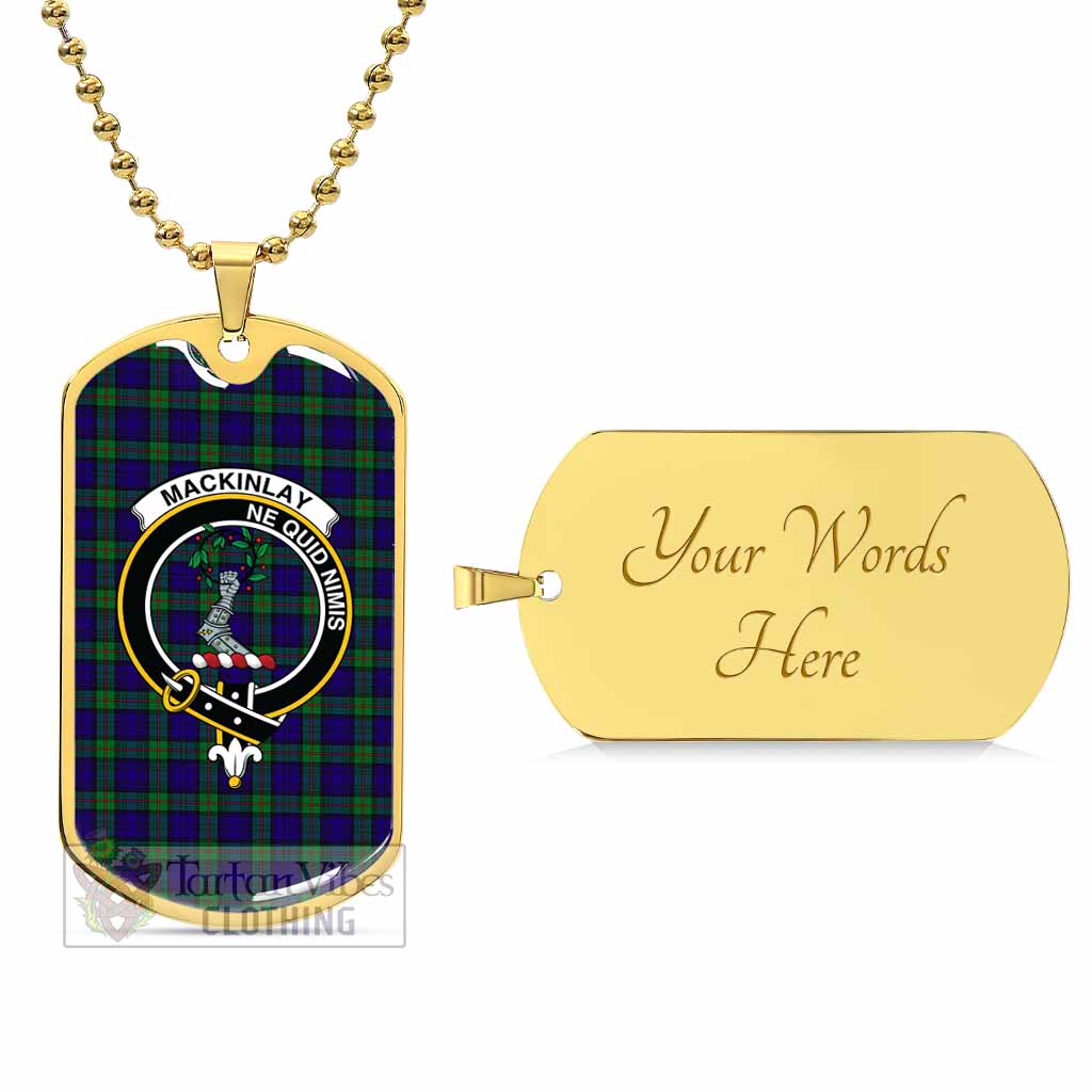 Tartan Vibes Clothing MacKinlay (McKinlay) Tartan Dog Tag Necklace with Family Crest
