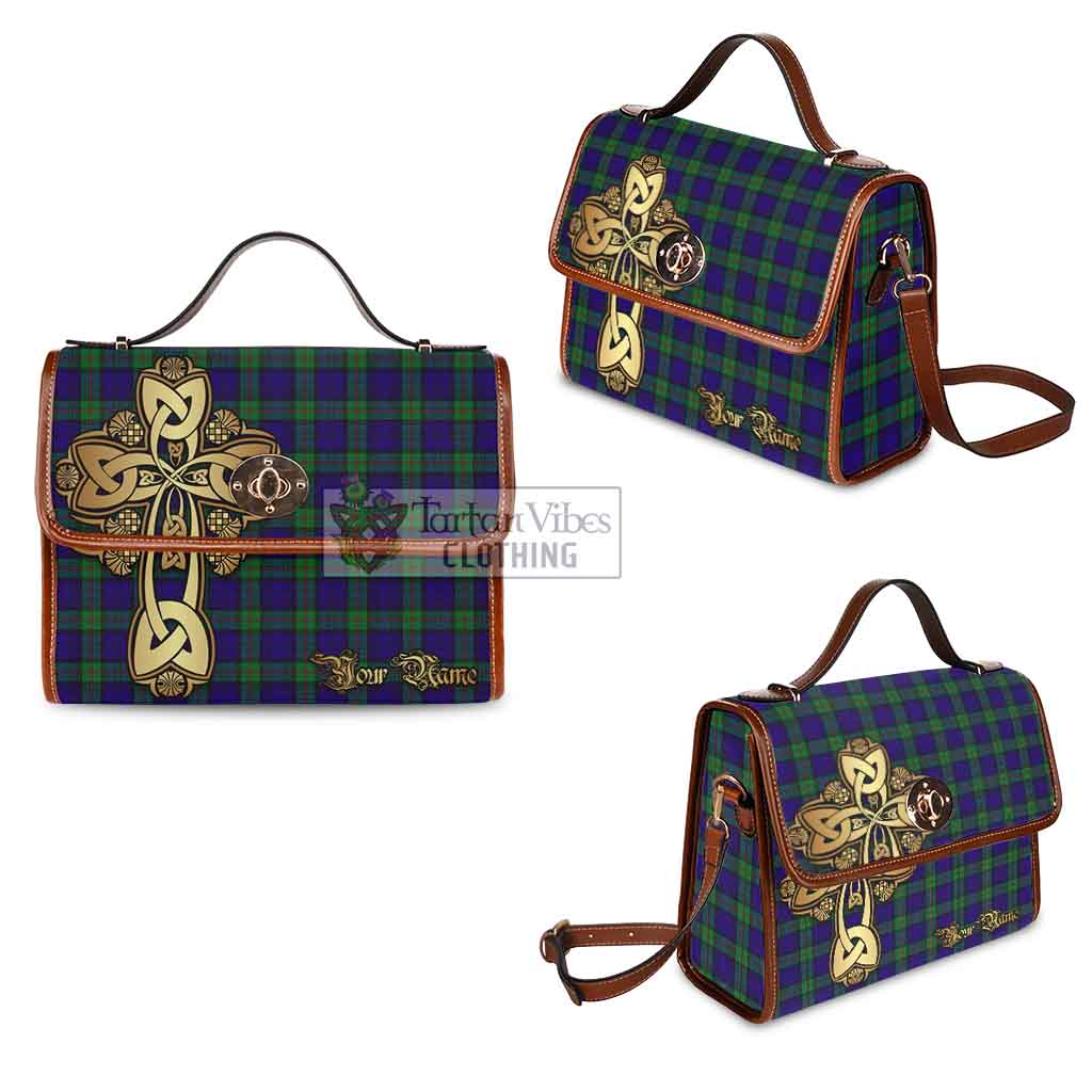 Tartan Vibes Clothing MacKinlay (McKinlay) Tartan Waterproof Canvas Bag Golden Thistle Celtic Cross Style