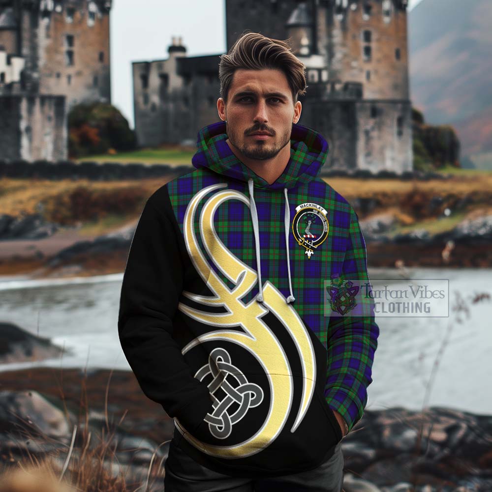 Tartan Vibes Clothing MacKinlay (McKinlay) Tartan Cotton Hoodie with Family Crest and Celtic Symbol Style