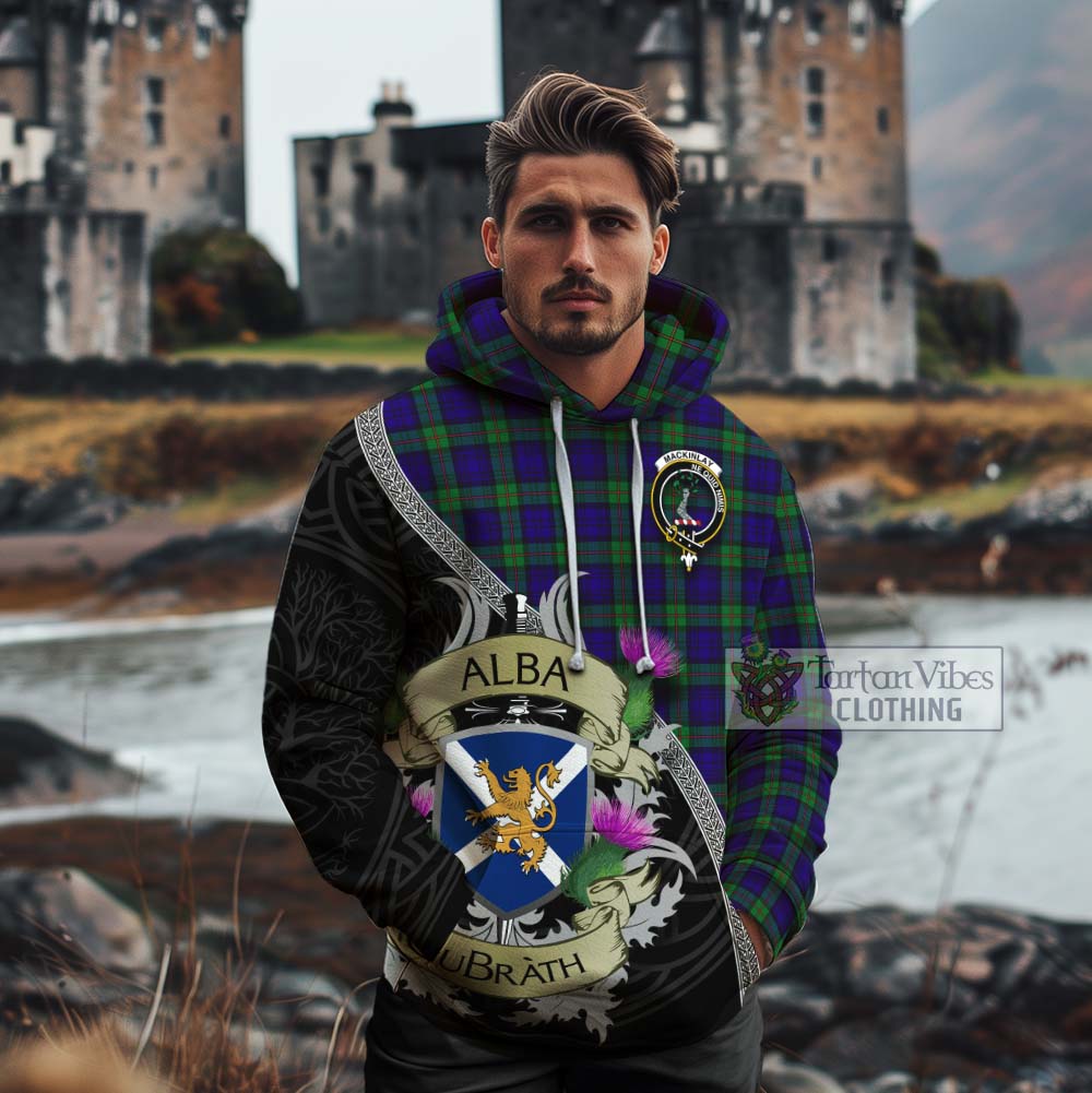 Tartan Vibes Clothing MacKinlay (McKinlay) Tartan Family Crest Cotton Hoodie Lion Rampant Royal Thistle Shield Celtic Inspired