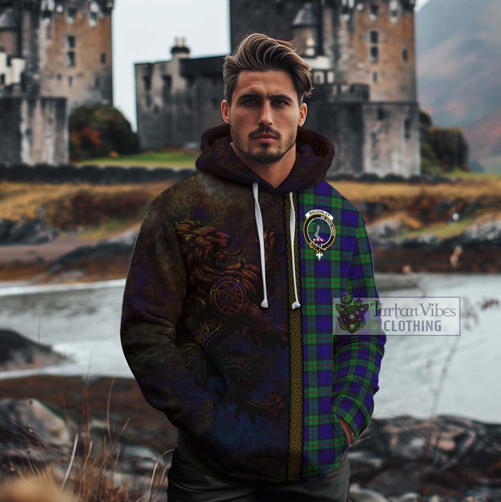 Tartan Vibes Clothing MacKinlay (McKinlay) Tartan Family Crest Cotton Hoodie Alba Gu Brath Be Brave Lion Ancient Style
