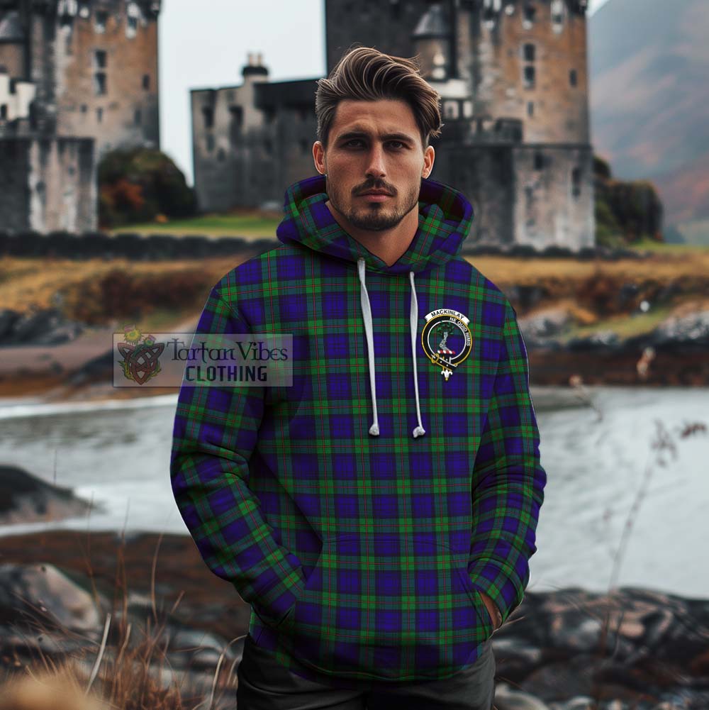 Tartan Vibes Clothing MacKinlay (McKinlay) Tartan Cotton Hoodie with Family Crest Celtic Skull Style