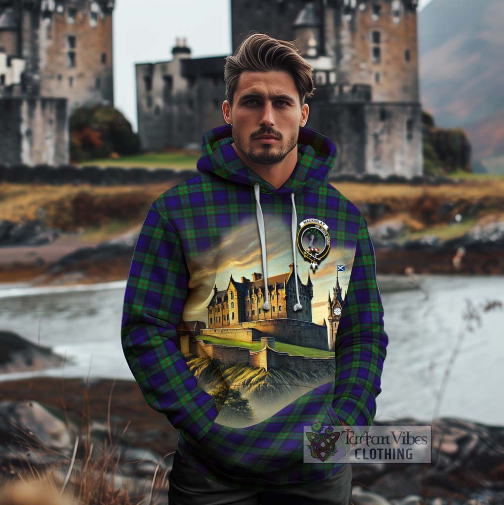Tartan Vibes Clothing MacKinlay (McKinlay) Tartan Family Crest Cotton Hoodie with Scottish Ancient Castle Style
