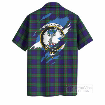 MacKinlay (McKinlay) Clan Crest In Me Tartan Hawaiian Shirt Scotland Flag Style