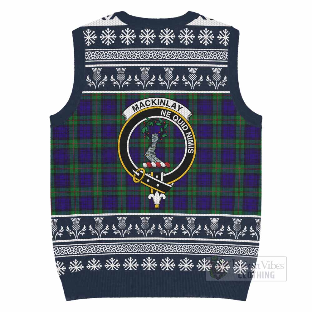 MacKinlay (McKinlay) Clan Tartan Christmas Knitted V-Neck Vest with Family Crest - Tartan Vibes Clothing