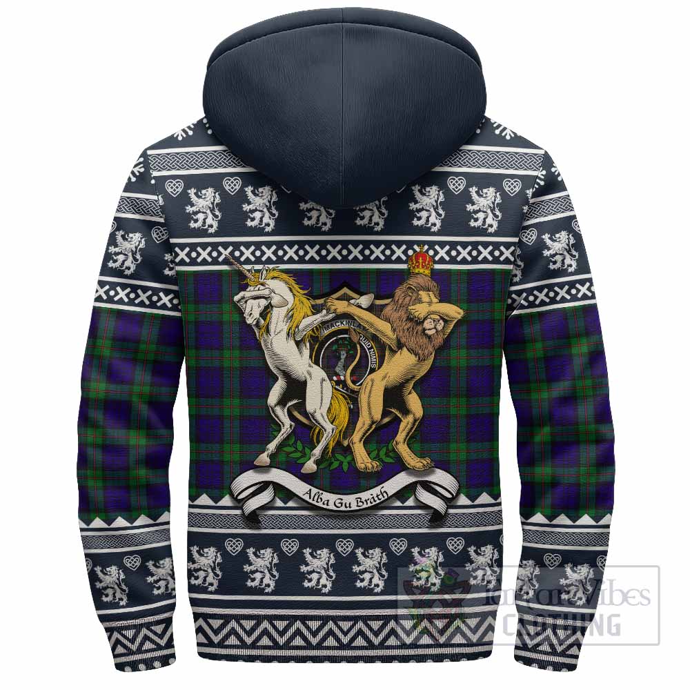 MacKinlay (McKinlay) Clan Tartan Crest Christmas Fleece Hoodie Coat of Arms Funny Style - Tartan Vibes Clothing