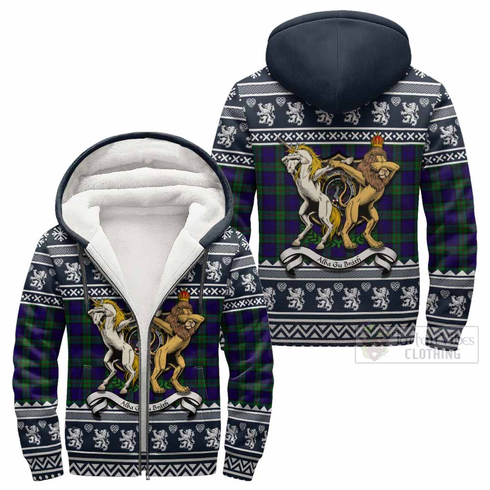 MacKinlay (McKinlay) Clan Tartan Crest Christmas Fleece Hoodie Coat of Arms Funny Style - Tartan Vibes Clothing