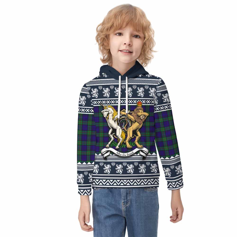 MacKinlay (McKinlay) Clan Tartan Crest Christmas Kid Hoodie Coat of Arms Funny Style - Tartan Vibes Clothing