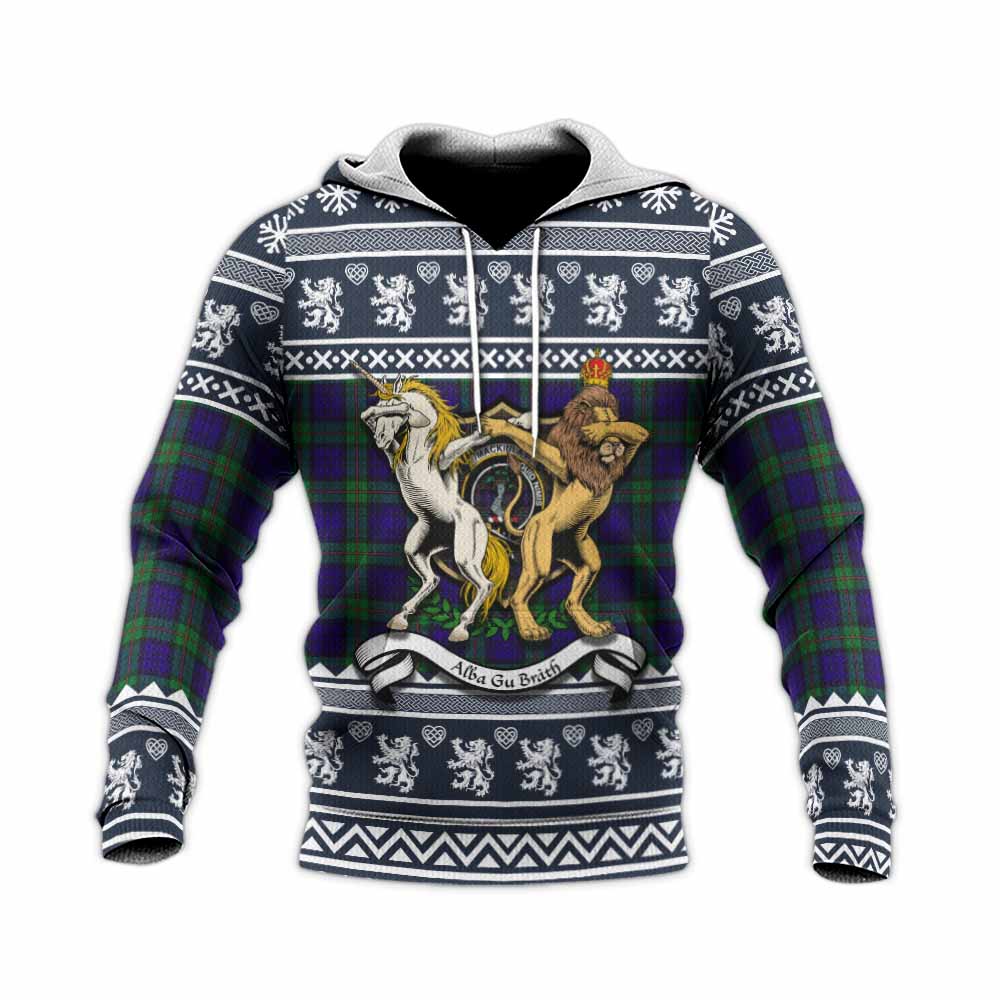 MacKinlay (McKinlay) Clan Tartan Crest Christmas Knitted Hoodie Coat of Arms Funny Style - Tartan Vibes Clothing