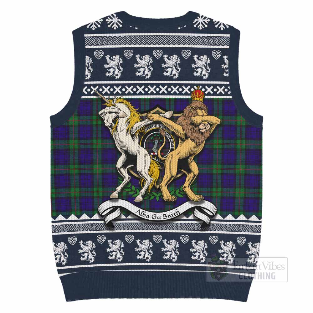 MacKinlay (McKinlay) Clan Tartan Crest Christmas Knitted V-Neck Vest Coat of Arms Funny Style - Tartan Vibes Clothing