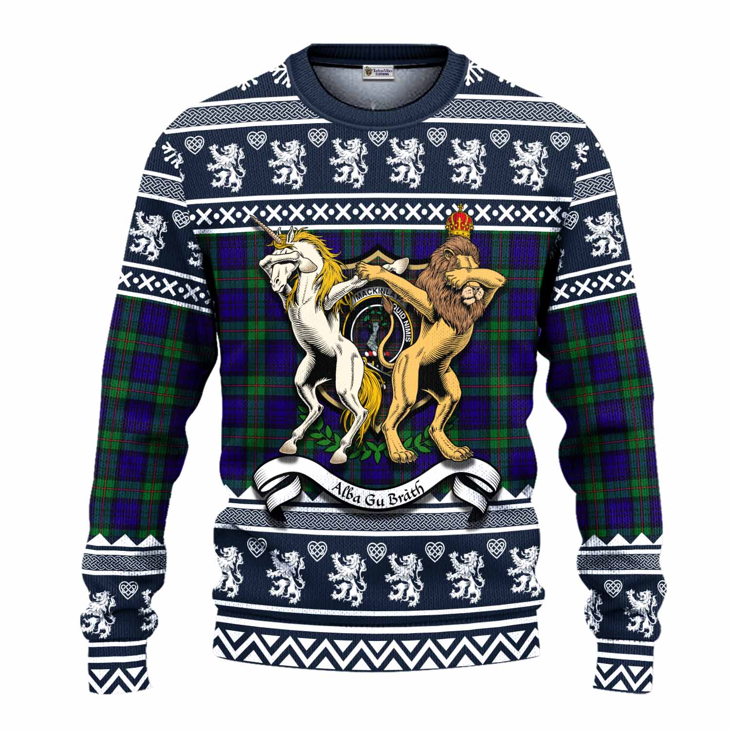 MacKinlay (McKinlay) Clan Tartan Crest Christmas Ugly Sweater Coat of Arms Funny Style - Tartan Vibes Clothing