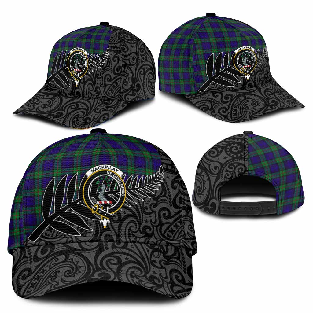 MacKinlay (McKinlay) Crest Tartan Classic Cap with New Zealand Silver Fern Half Style
