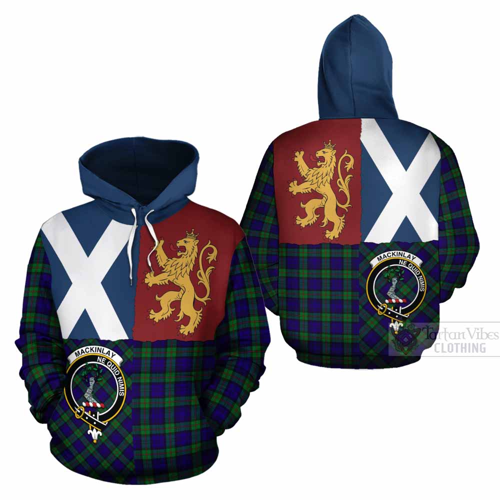 MacKinlay (McKinlay) Crest Tartan Cotton Hoodie with Lion Rampant Saltire Style - Tartan Vibes Clothing
