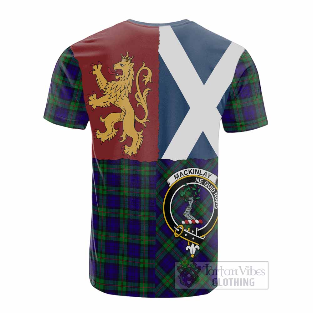 MacKinlay (McKinlay) Crest Tartan Cotton T-shirt with Lion Rampant Saltire Style - Tartan Vibes Clothing