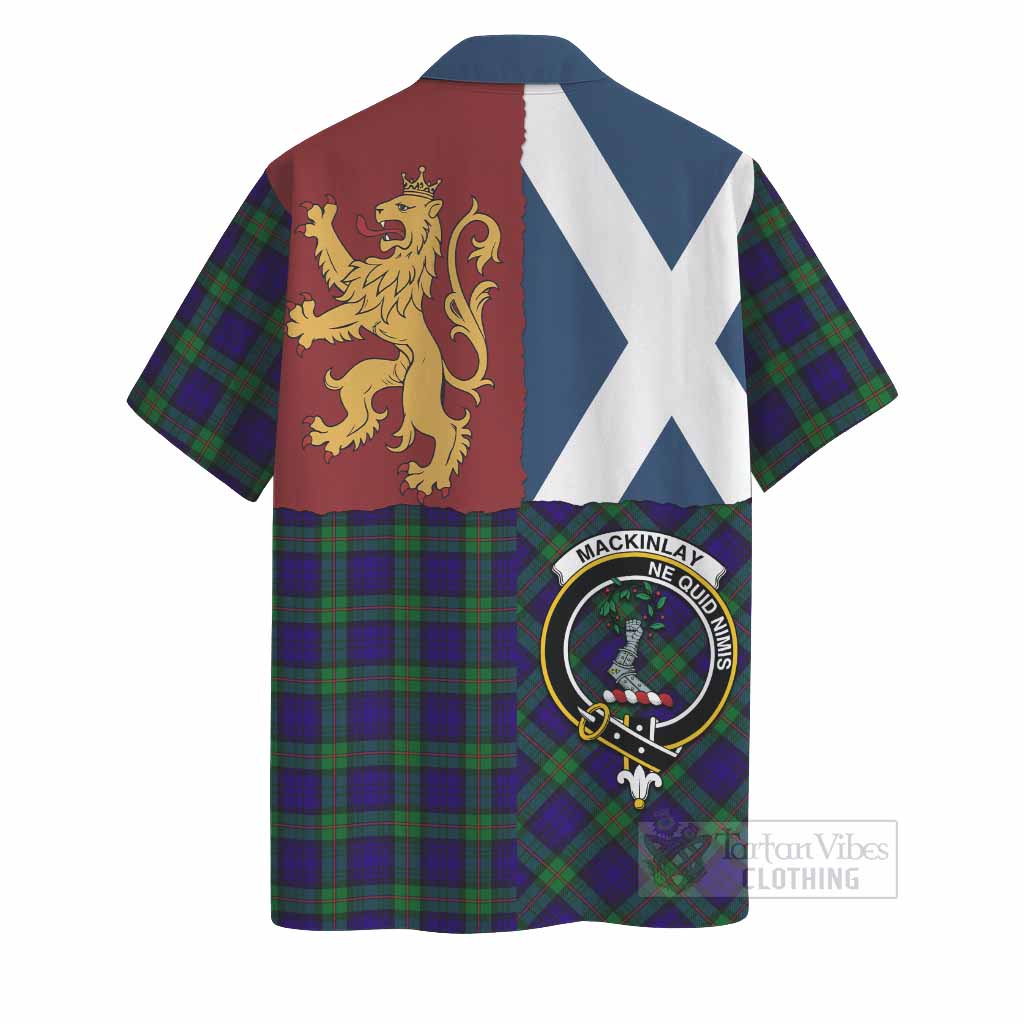 MacKinlay (McKinlay) Crest Tartan Hawaiian Shirt with Lion Rampant Saltire Style