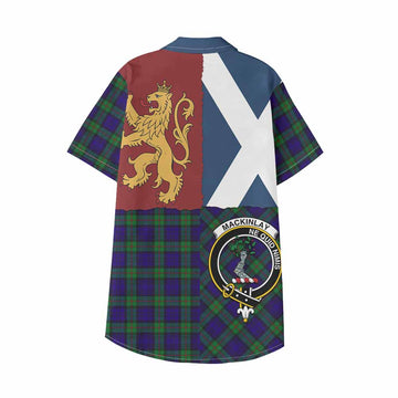 MacKinlay (McKinlay) Crest Tartan Kid Hawaiian Shirt with Lion Rampant Saltire Style - Tartan Vibes Clothing