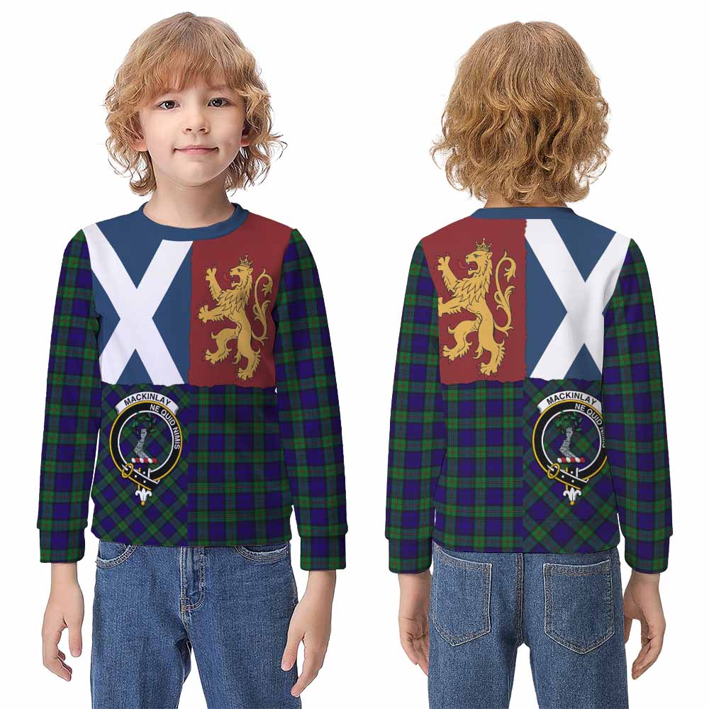 MacKinlay (McKinlay) Crest Tartan Kid Knitted Sweatshirt with Lion Rampant Saltire Style - Tartan Vibes Clothing