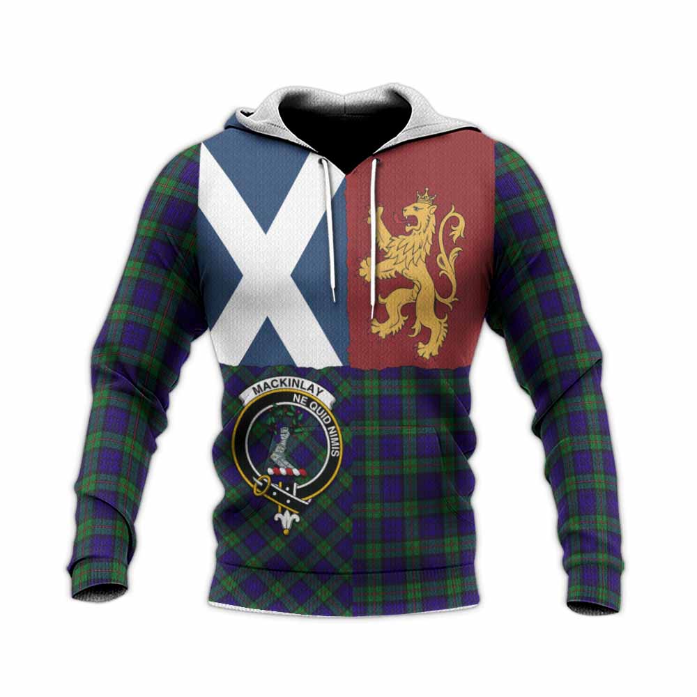 MacKinlay (McKinlay) Crest Tartan Knitted Hoodie with Lion Rampant Saltire Style