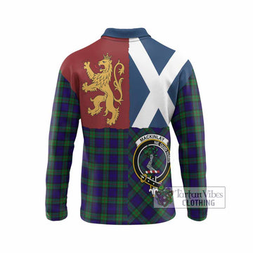 MacKinlay (McKinlay) Crest Tartan Long Sleeve Polo Shirt with Lion Rampant Saltire Style