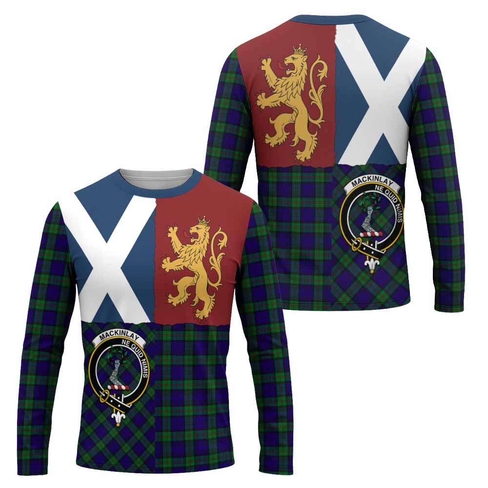 MacKinlay (McKinlay) Crest Tartan Long Sleeve T-Shirt with Lion Rampant Saltire Style