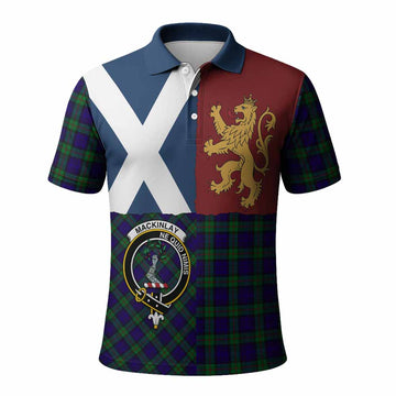 MacKinlay (McKinlay) Crest Tartan Polo Shirt with Lion Rampant Saltire Style